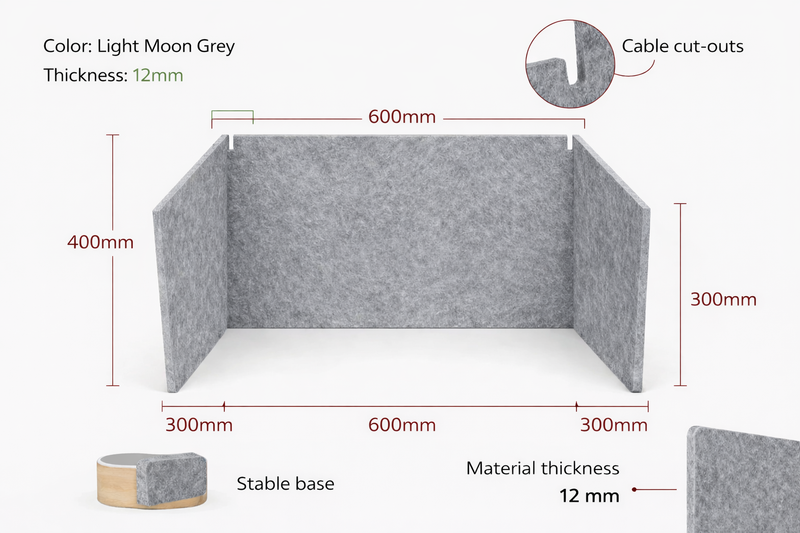 FocusDesk Akoestisch Bureauscherm – 12 mm Extra Dik | Meer Focus, Minder Afleiding