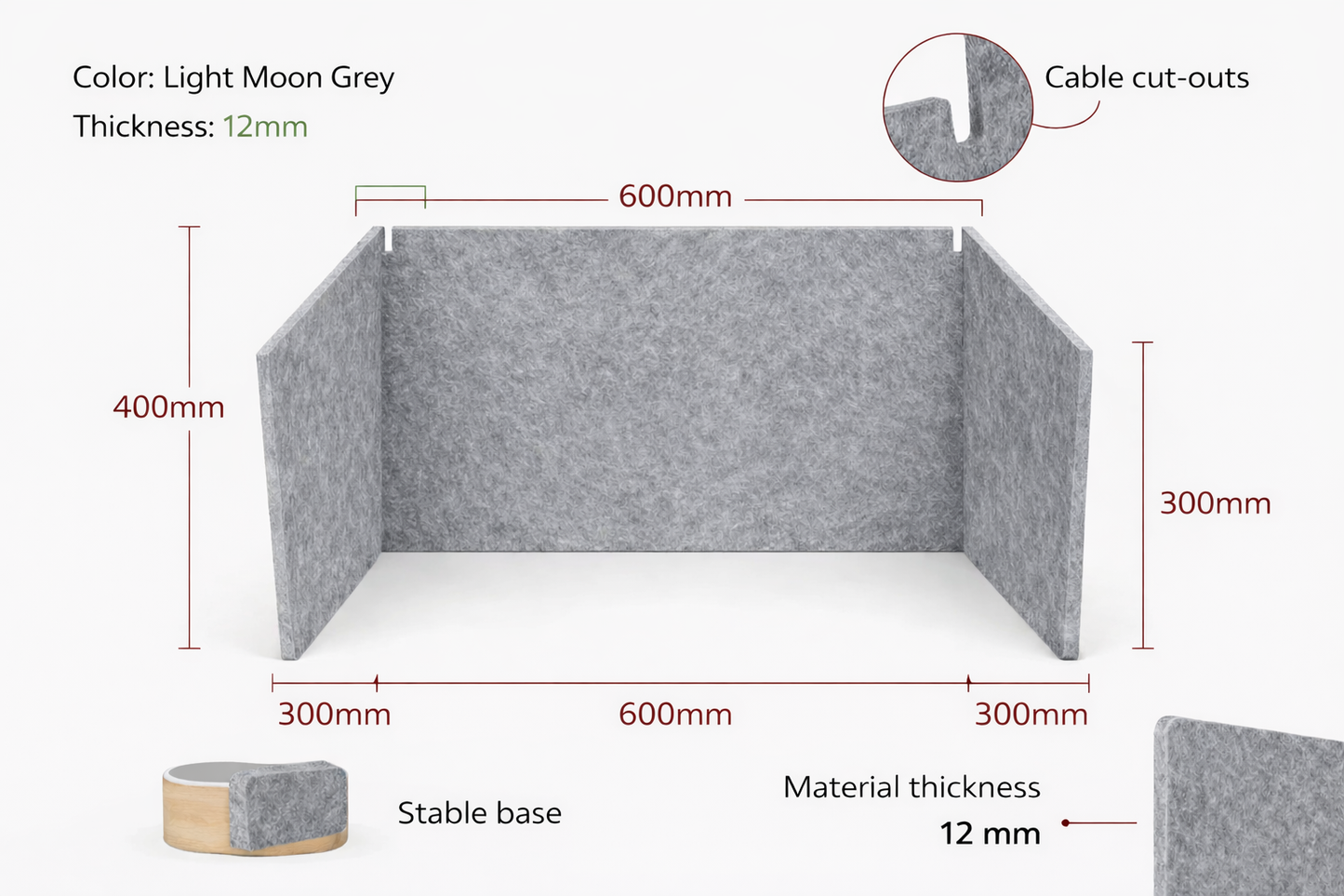 FocusDesk Acoustic Desk Screen – 12 mm Extra Thick | More Focus, Less Distraction