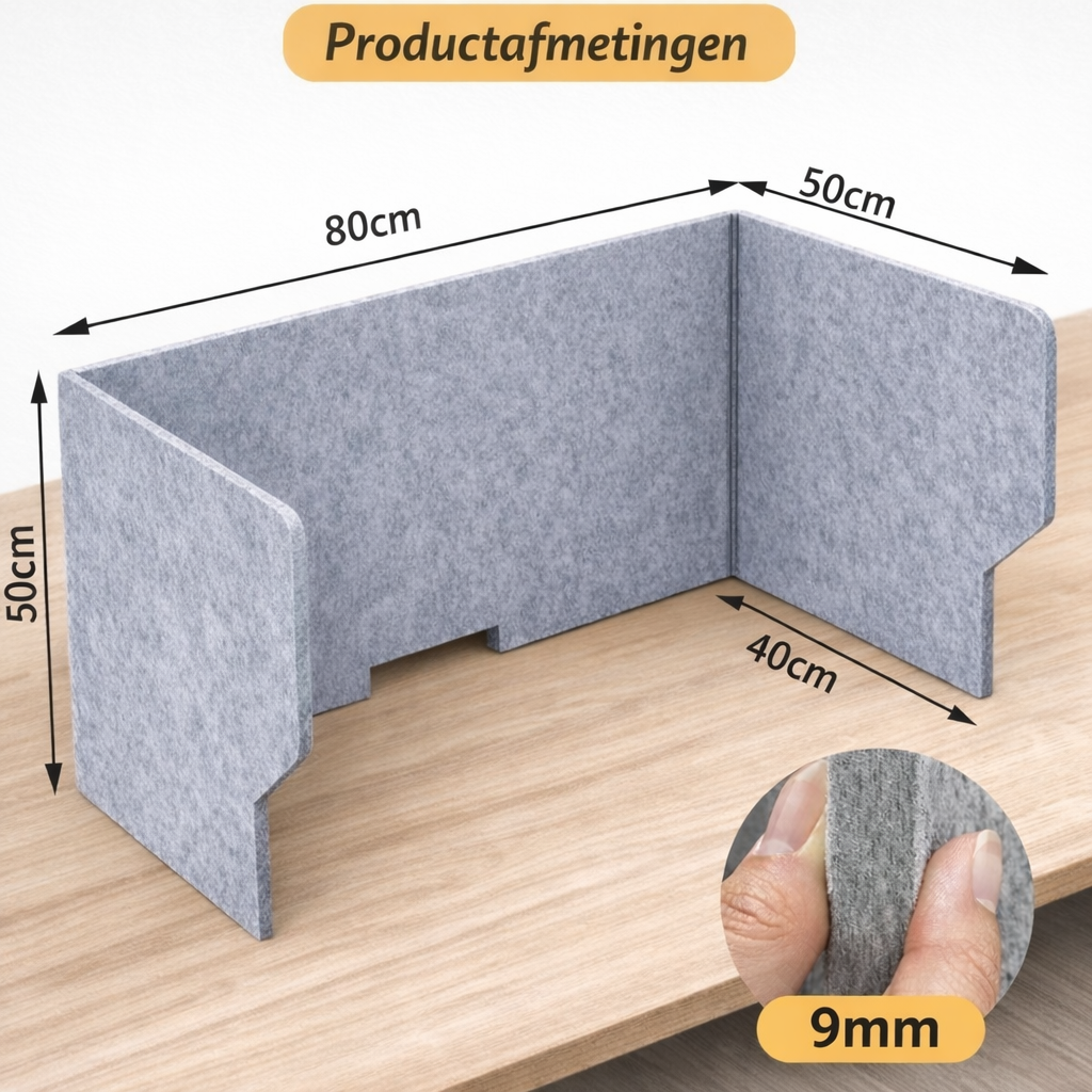 Écran de bureau acoustique FocusDesk – 9 mm | Charge maximale, distraction minimale.